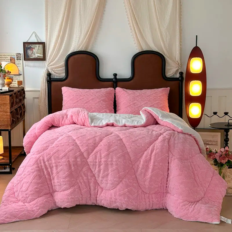 🛏️ Soft Milk Velvet Comforter Set | 2pcs/3pcs Plain All Season Bedding with Pillowcases, Machine Washable